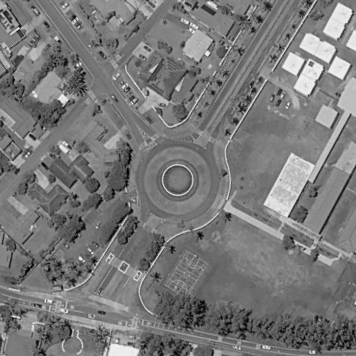 The Lāʻie roundabout from above